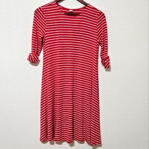 Stripped Long Sleeve Dress - XS
